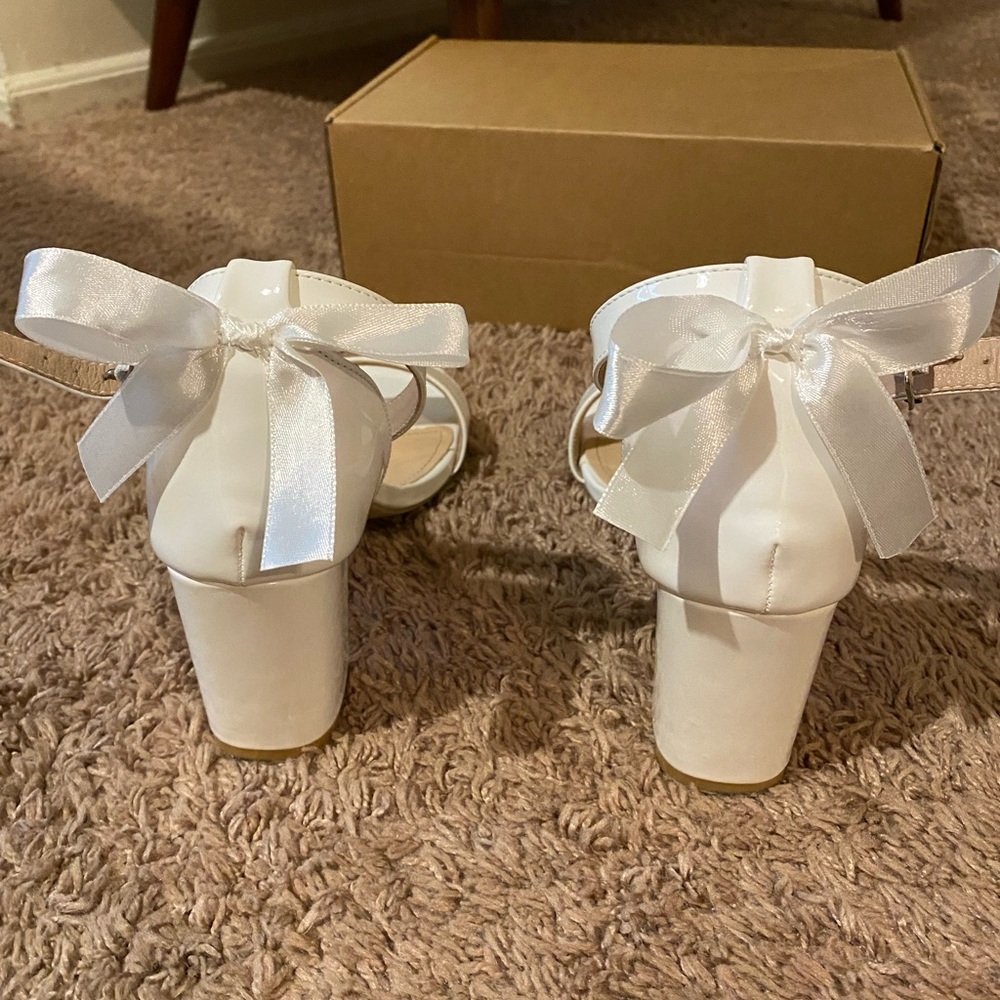 SHEIN white bow heels